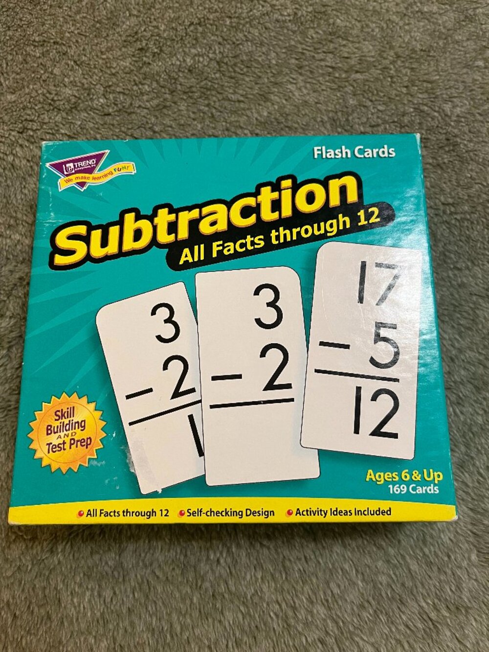 Trend enterprises Subtraction Flash Cards Facts Through 12 Complete 169 Cards